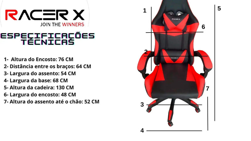 Cadeira Gamer Pop Racer X preta e vermelha