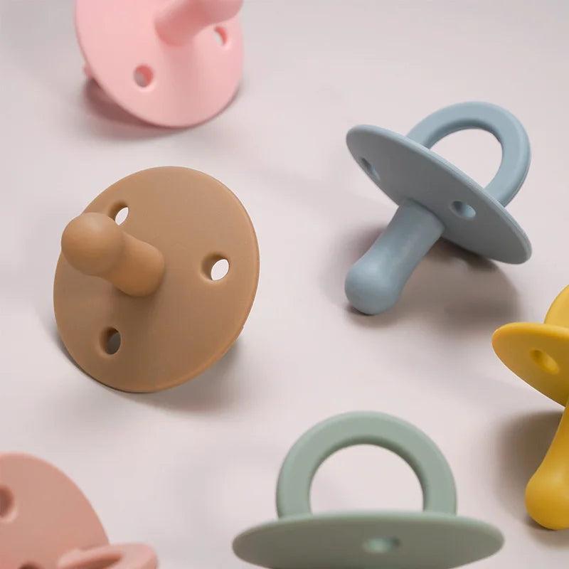 Chupeta de Silicone para Bebês, segura e livre de BPA, em cores sólidas