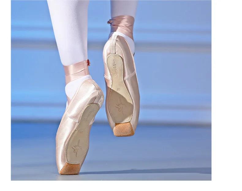 Sapatilhas de Ballet Profissionais para Crianças e Adultos, com fitas para amarrar