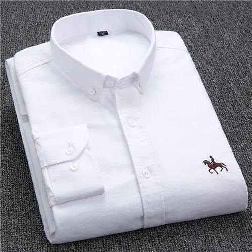 Camisa de Algodão Masculina Xadrez de Manga Longa