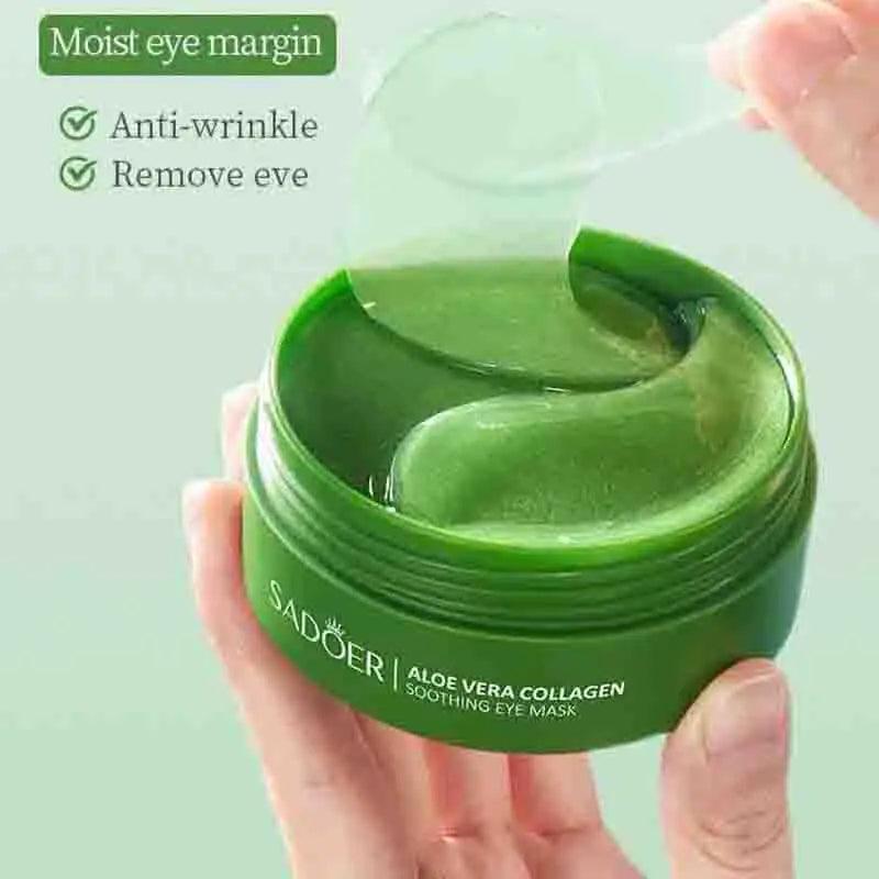 60 Pares de Máscara de Colágeno de Aloe Vera para Reduzir Olheiras e Bolsas nos Olhos