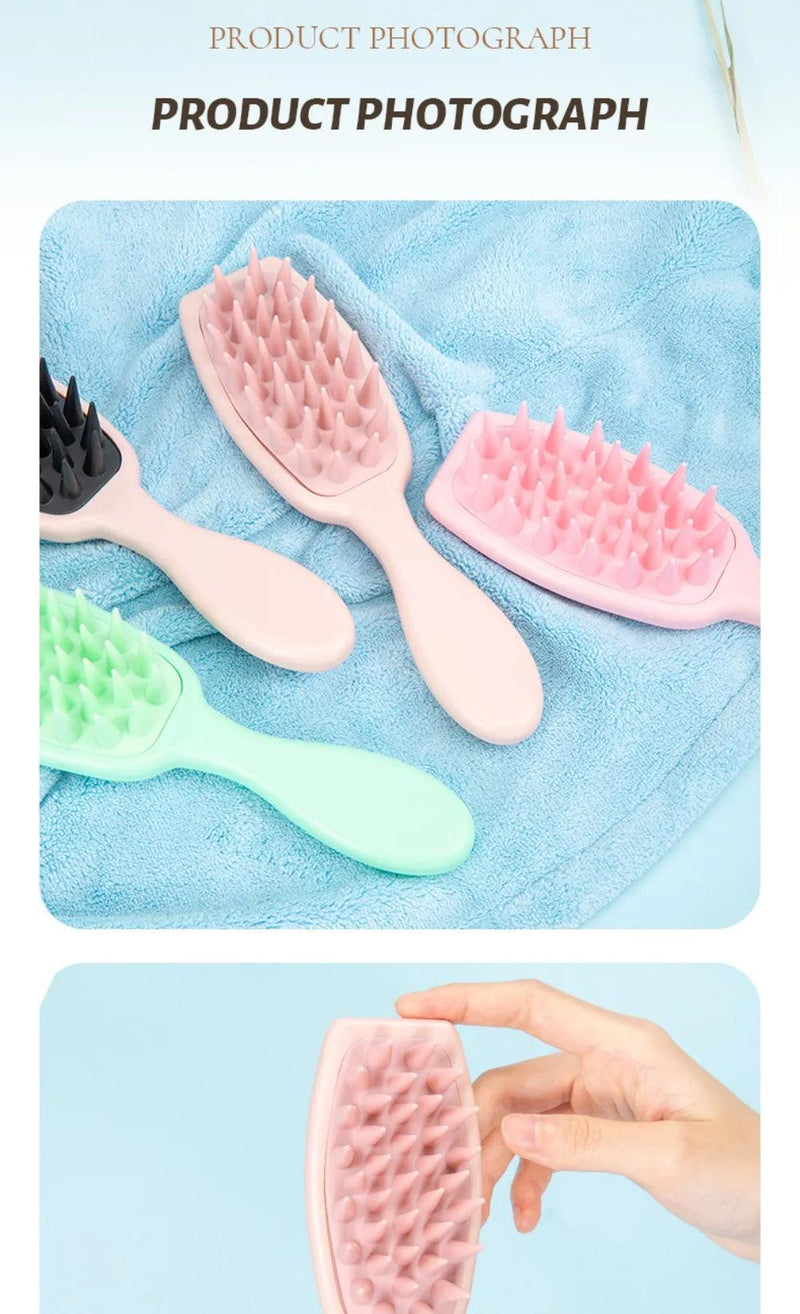 Escova de Silicone para Massagem no Couro Cabeludo e Limpeza Capilar