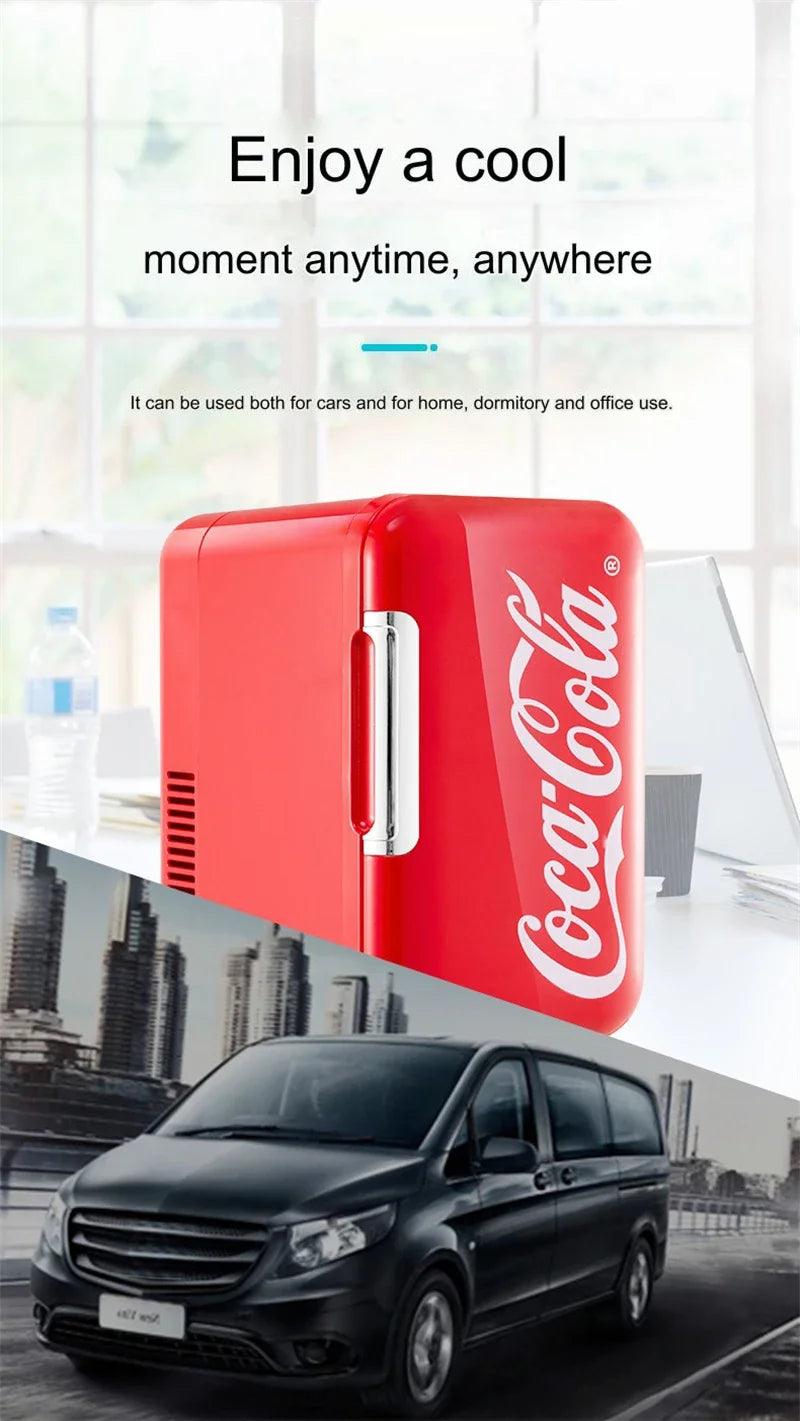 Mini Geladeira Coca-Cola 6L, multifuncional para casa e carro, quente e fria