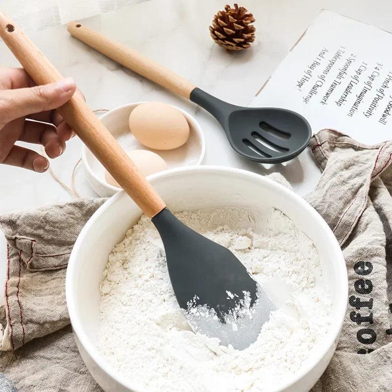 Conjunto de Utensílios de Cozinha em Silicone de Grau Alimentício