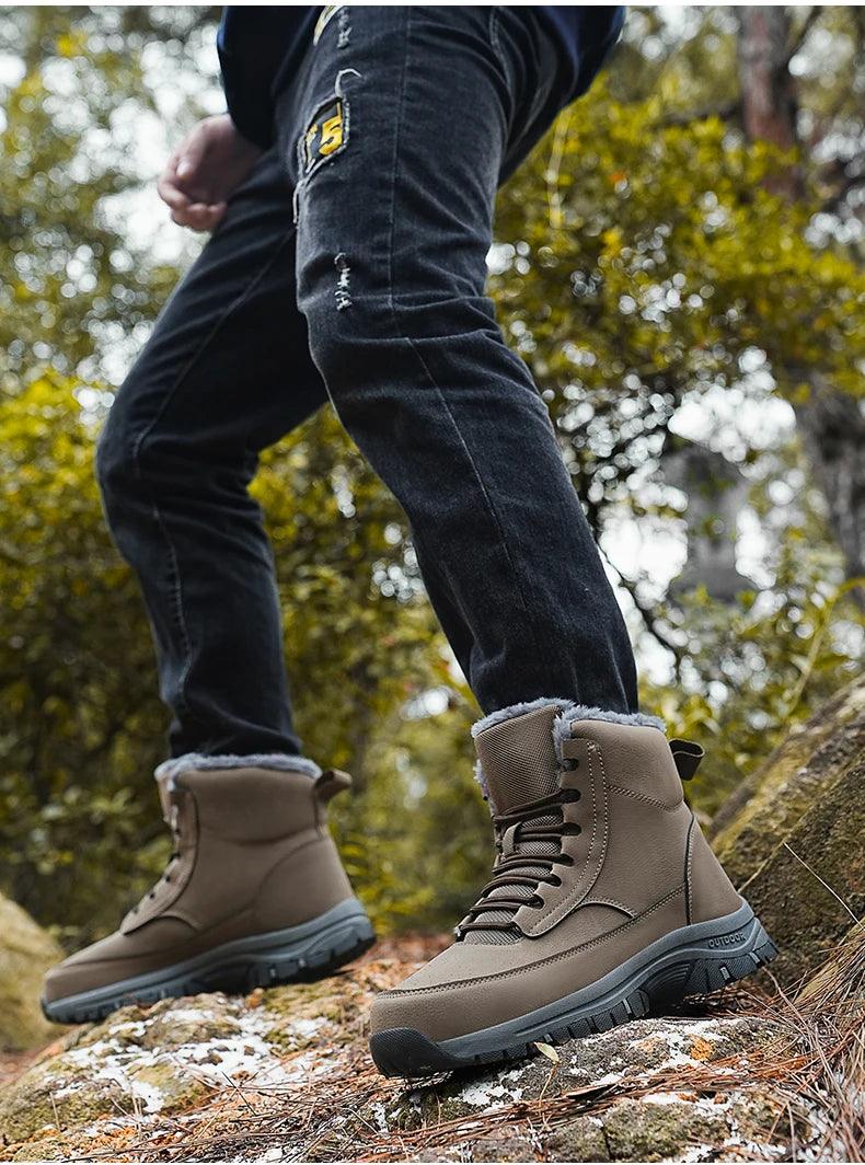 Botas de Neve Masculinas de Couro à Prova d'Água, super quentes e ideais para atividades ao ar livre