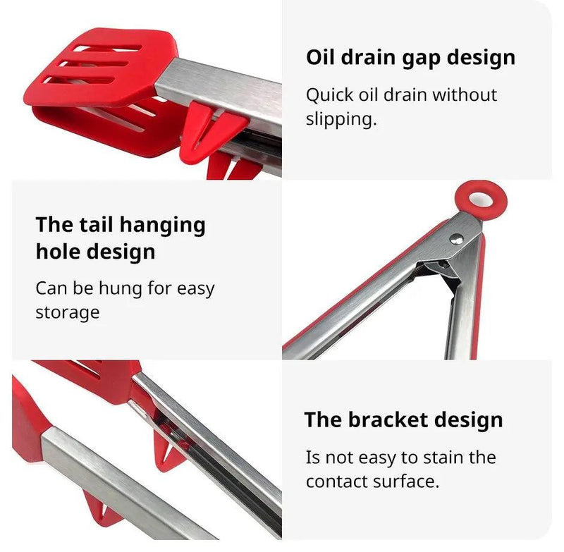 Pinça de Silicone Vermelha de 9 polegadas para Cozinha, resistente a altas temperaturas