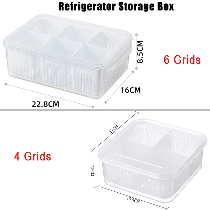 Organizador de Geladeira com Divisórias para Alimentos e Vegetais