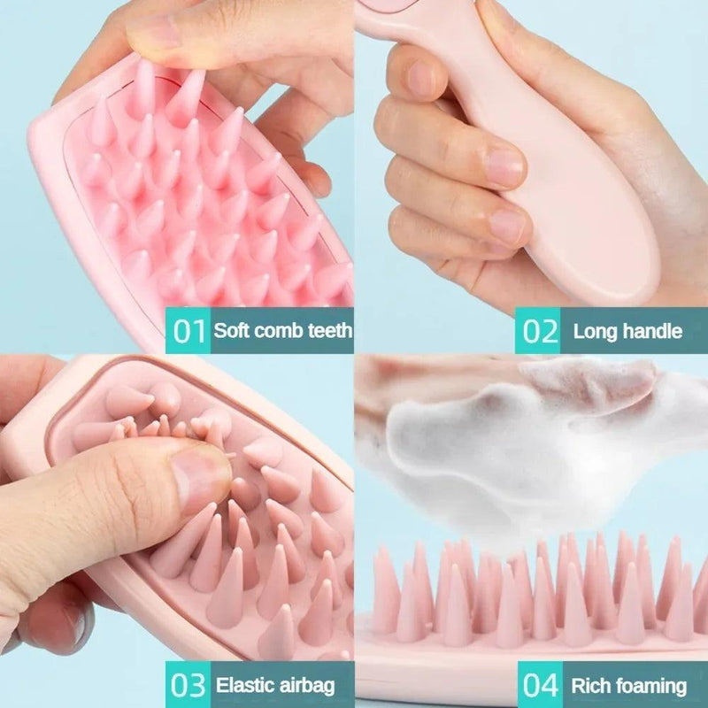 Escova de Silicone para Massagem no Couro Cabeludo e Limpeza Capilar