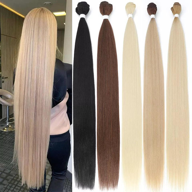 Pacotes de Cabelo Sintético Liso e Longo para Extensões