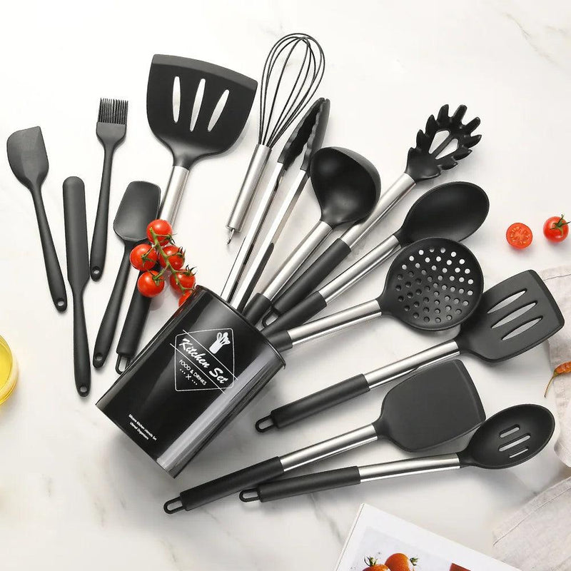 Conjunto de Utensílios de Cozinha em Silicone de Grau Alimentício