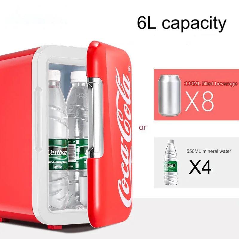 Mini Geladeira Coca-Cola 6L, multifuncional para casa e carro, quente e fria