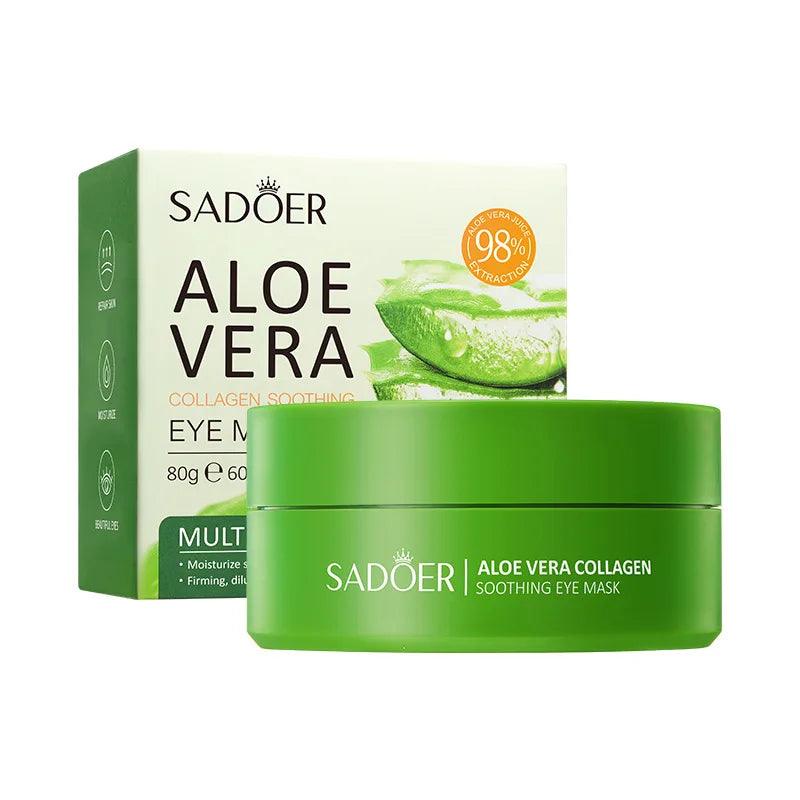 60 Pares de Máscara de Colágeno de Aloe Vera para Reduzir Olheiras e Bolsas nos Olhos