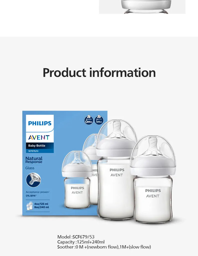 Frasco de Vidro Philips Avent para Bebês Recém-Nascidos - Anticólica